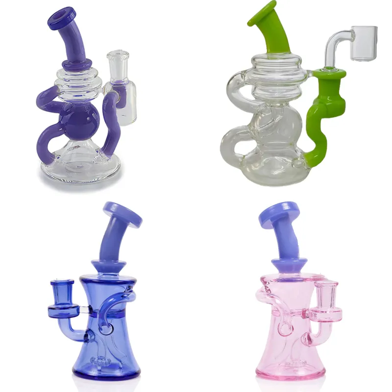 Vintage PREMIUM MINI RECYCLER Verre Bong Eau Narguilé 6INCH Pipes À Fumer Avec Bol Original Glass Factory peut mettre le logo du client par DHL UPS CNE