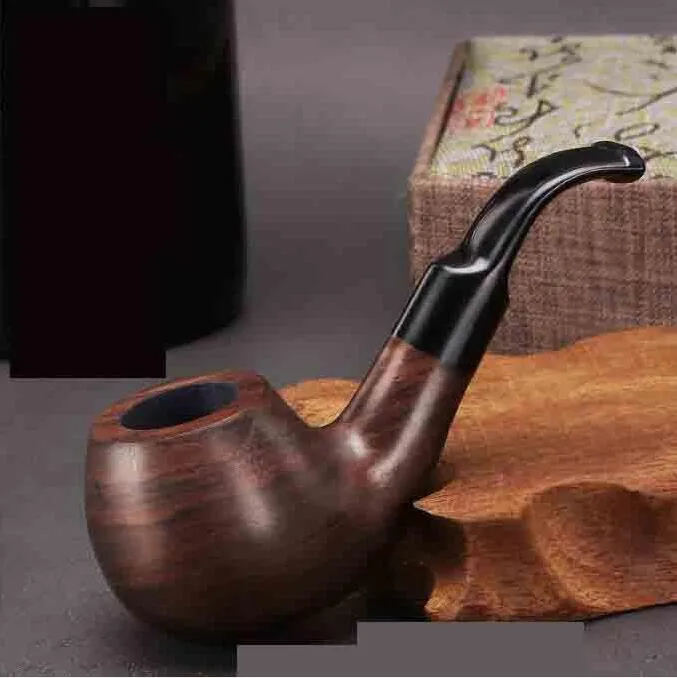 Solido legno nero ebano mano tabacco sigaretta pipa martello filtro modelli di fiori in legno accessori per utensili 12 stili scegliere