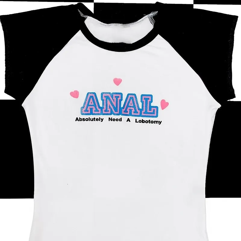 Camiseta de mujer, ropa gótica para mujer, Tops cortos y2k, camisetas de verano Grunge 2000s, camisetas de manga corta de estética Trashy, ropa de calle para chicas jóvenes 230509