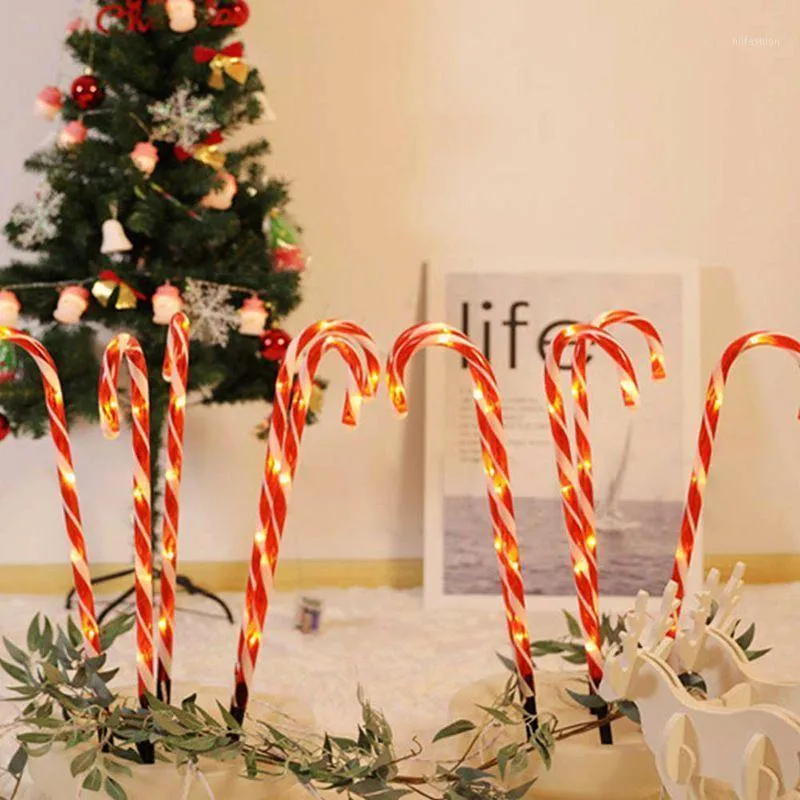 Kerstdecoraties Candy Cane Lights Led Yard Lawn Pathway Markers voor festival feestjaar decoratiebenodigdheden