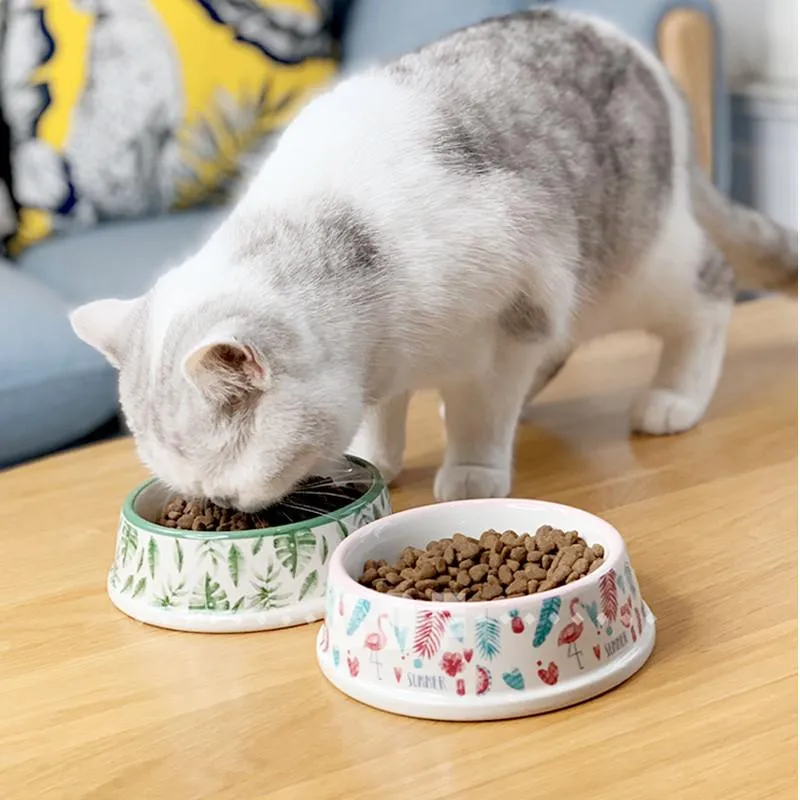 給餌ペット食料品セラミックボウルかわいいキャットボウル水盆地犬ポットペット飲料食事ボウルラウンドセラミックボウルフィーダーペット用品