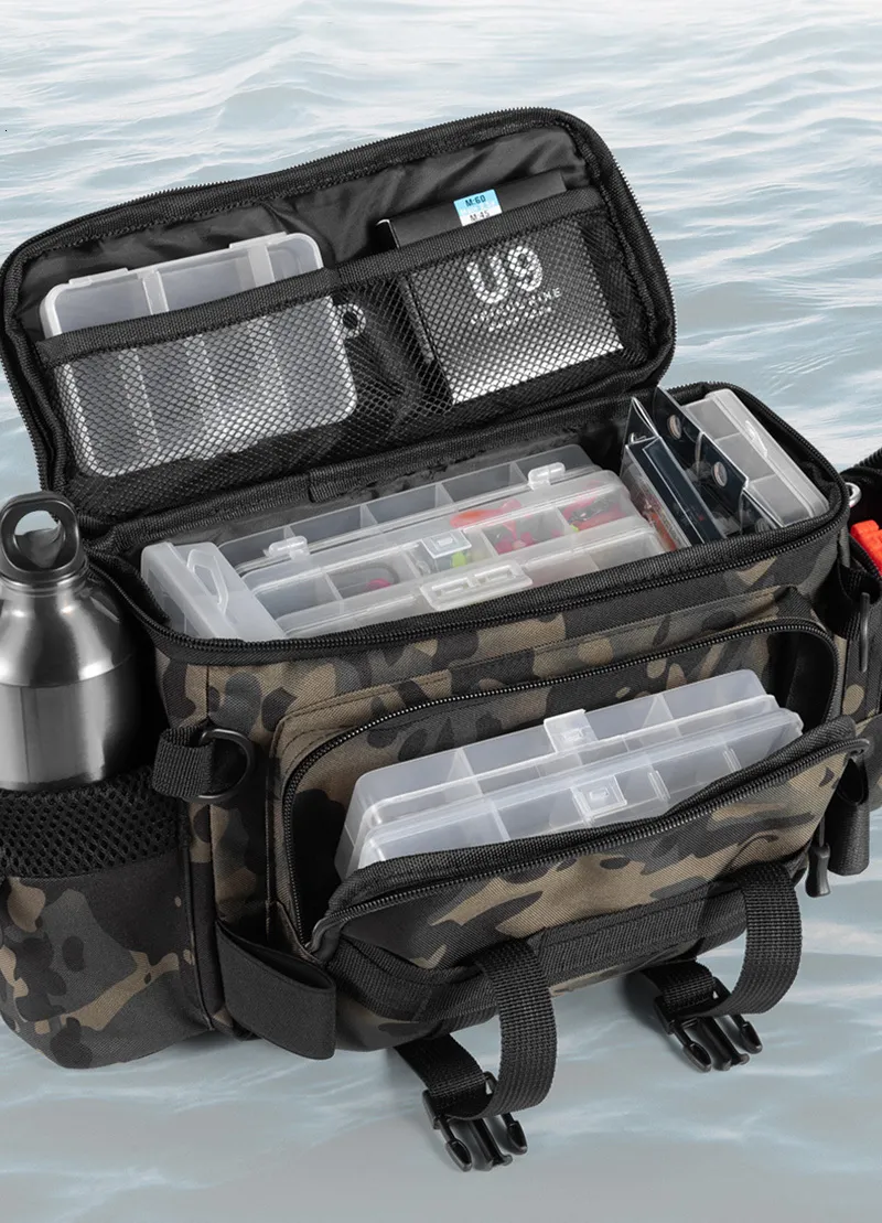 Waterproof Cross Body Sling Fishing Bag With Rod Holder Military