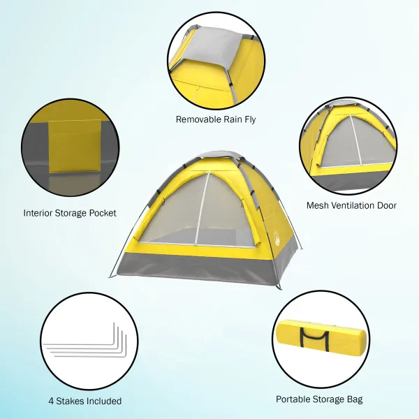 Namiot śpiący kemping dwustronny 2 man żółty namiot namiot dla dzieci dla dorosłych kemping łatwy montaż