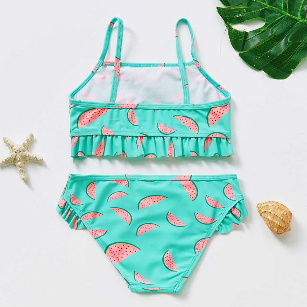 Maillots de bain pour enfants 2 ~ 12 ans bébé pastèque imprimé filles ensemble de bikini de haute qualité maillots de bain pour enfants P230602