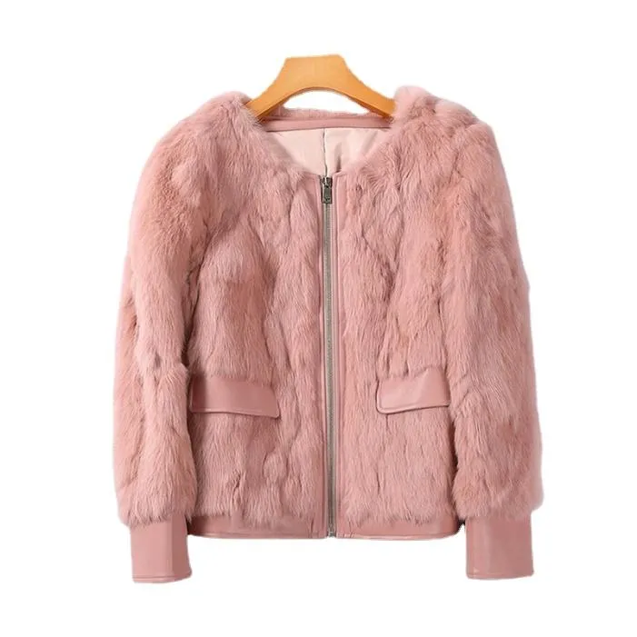 Fur Pudi Women Winter Real Rabbit Fur Płaszcz Kurtki 2021 Ins Hot Lady Over Size Parkha Z20029