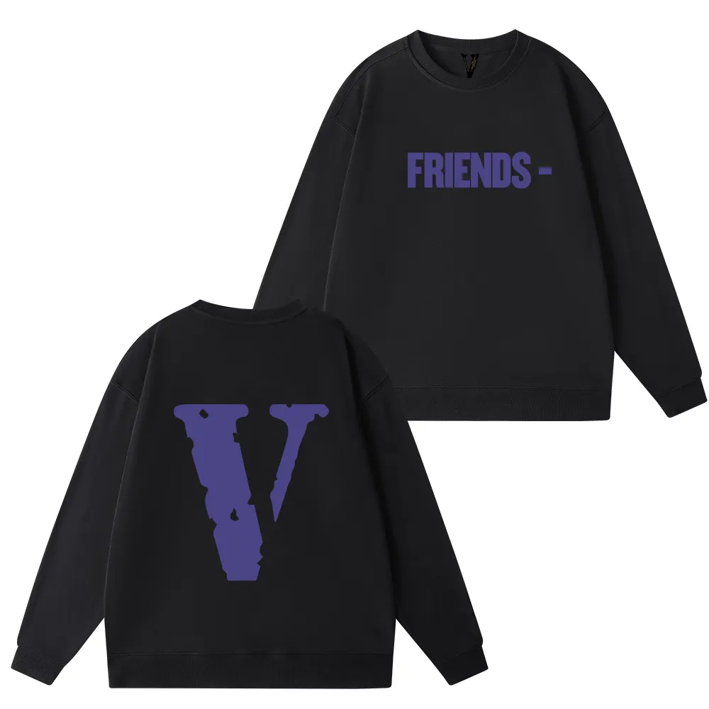 vlone man hoodie мужская хлопчатобумажная ткань мужские толстовки с буквенным принтом карман с длинным рукавом повседневный пуловер толстовка уличная мужская дизайнерская подруга женщина фиолетовая толстовка