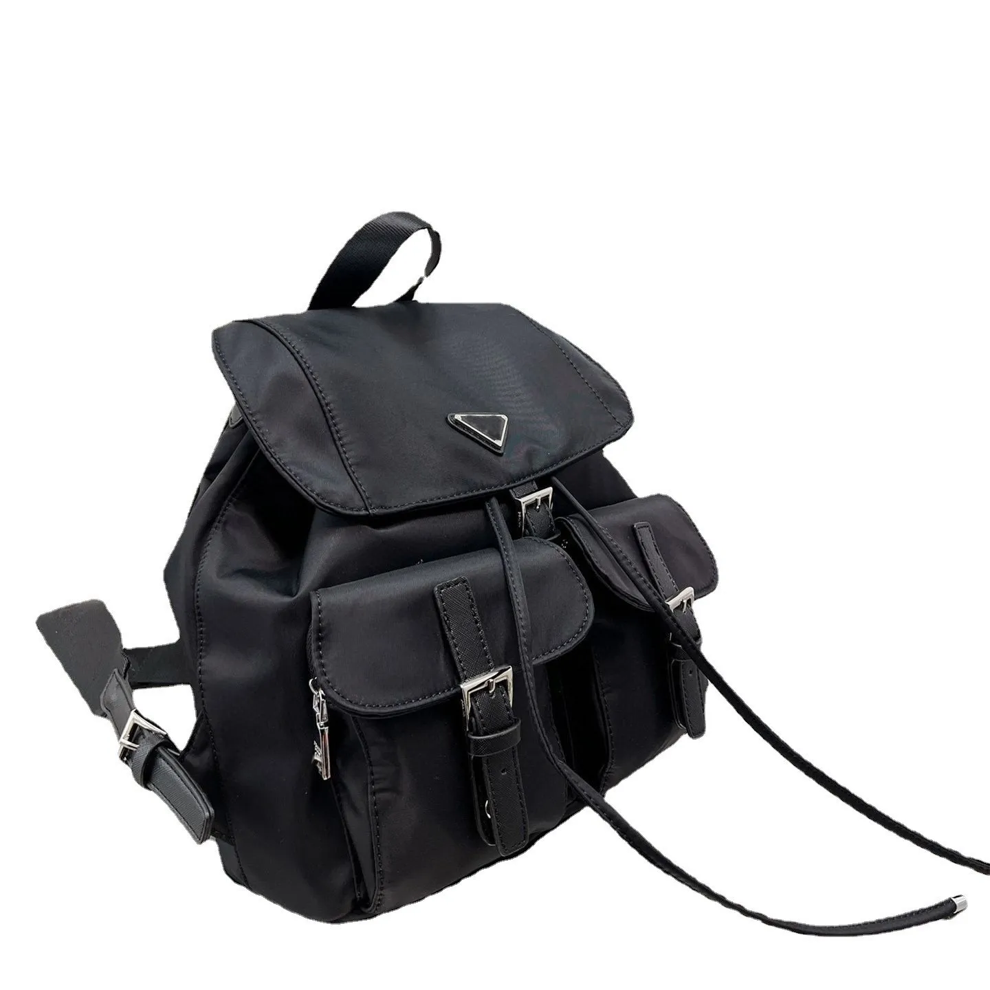 Unisex Luxury Black Backpacks School Bags 중간 크기 나일론 학생 가방 야외 여행 어깨 가방 남자 여자를위한 배낭