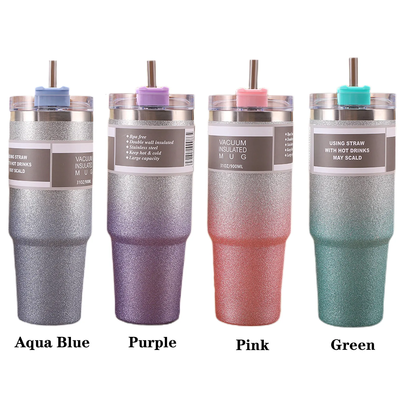 Hoggoutfitters Tumblers Straw Insulation Bottle Gradient Color Thermal