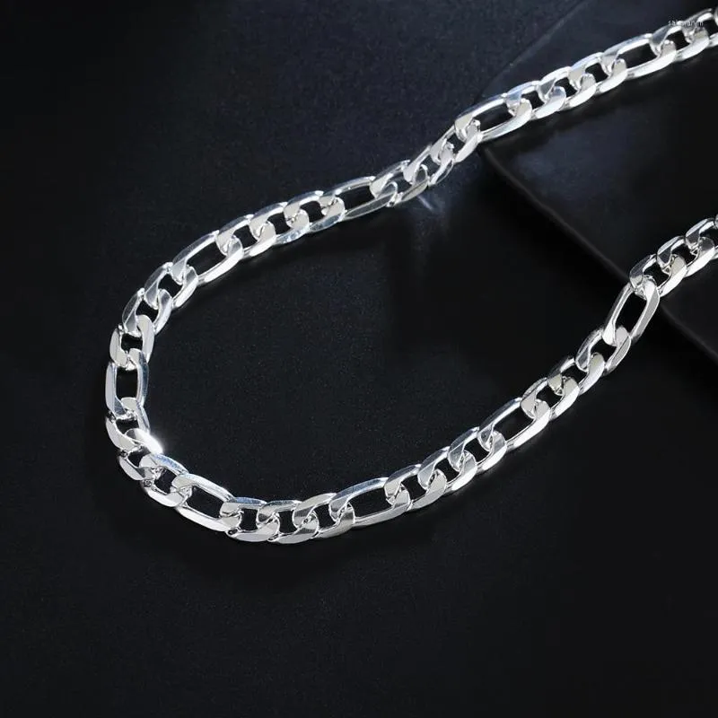 Kedjor 925 Sterling Silver 8mm Chain 18/20/22/24 Inch Necklace For Women Fashion Luxury Designer smycken Tillbehör