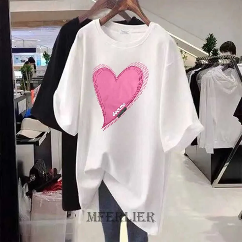 Womens T Shirt Tamanho Grande 6xl 150kg Vero Corao Mulher Camiseta De Manga Curta Solta Tshirt Casual Solto Grfico Impresso T Camisa J230506 From 11 81 DHgate