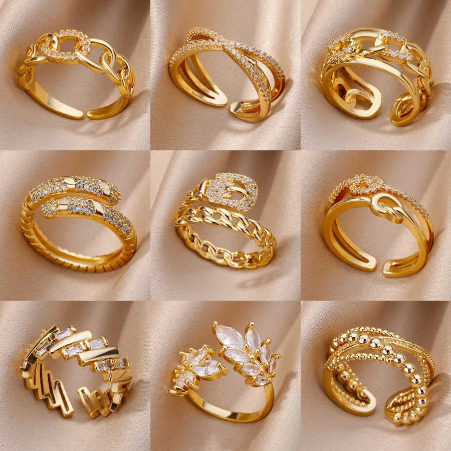 2023 Trend Luxury Korean Fashion Gold Plated Stainless Steel Band Chain Ring  For Women And Men Aesthetic Jewelry Anillos Mujer Z0509 From Lianwu09,  $19.5