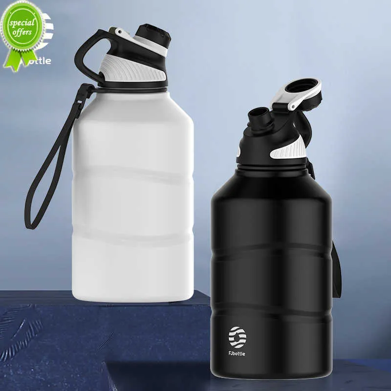 FEIJIAN Botella de agua deportiva de gran capacidad 2.2L (74Oz) Botella de agua de una sola capa de acero inoxidable Diseño íntimo de tapa magnética