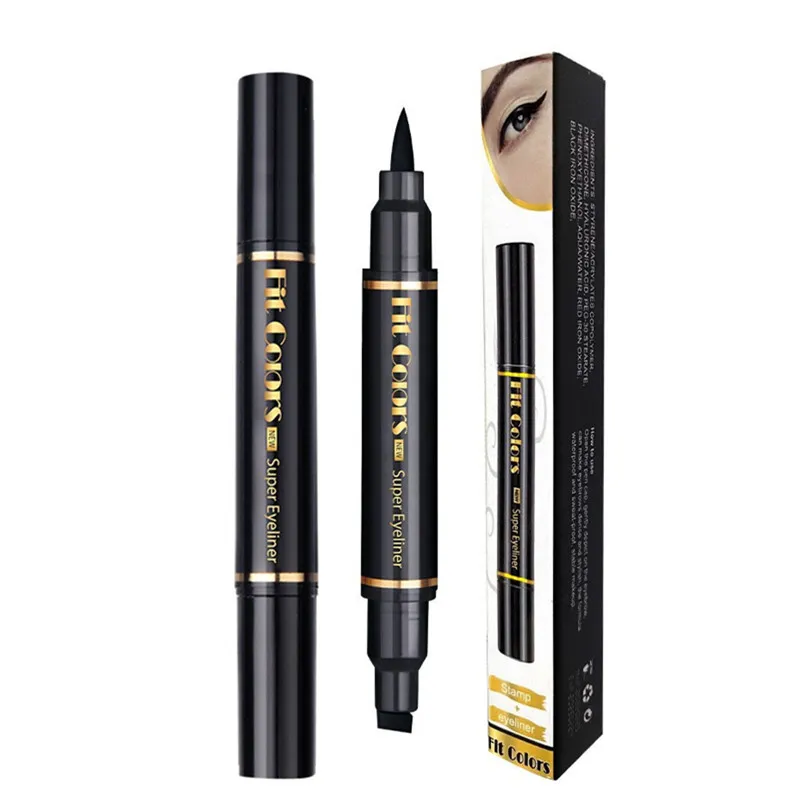 2 I 1 Double Head Size Eyeliner Makeup Snabb torrvattentät och svett Proof Black Eyeliner