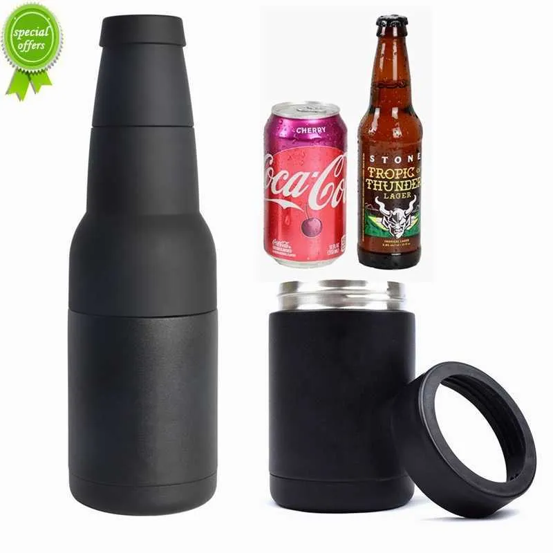 2 in 1 Beer Can Holder Vacuum Insulated Double Walled Stainless Steel Beer Bottle Holder with Cola Opener Beer Cooler 12oz termo