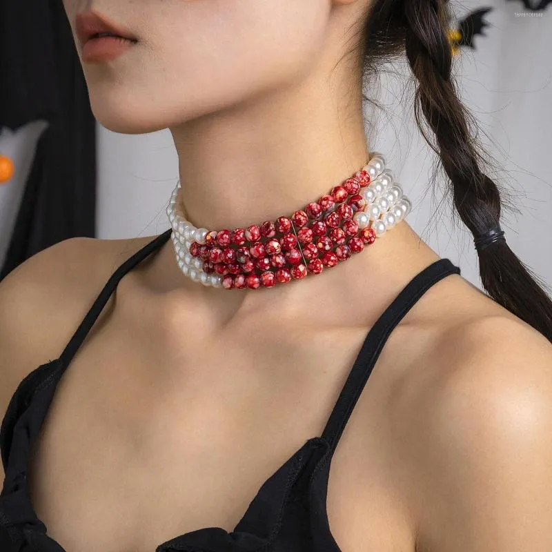 Bloody Pearl Layered Gothic Choker Necklace For Women 4 Strand Horror Jewelry For Halloween And Aesthetic Necklace Costume From Terrenceross 8.12 DHgate.Com