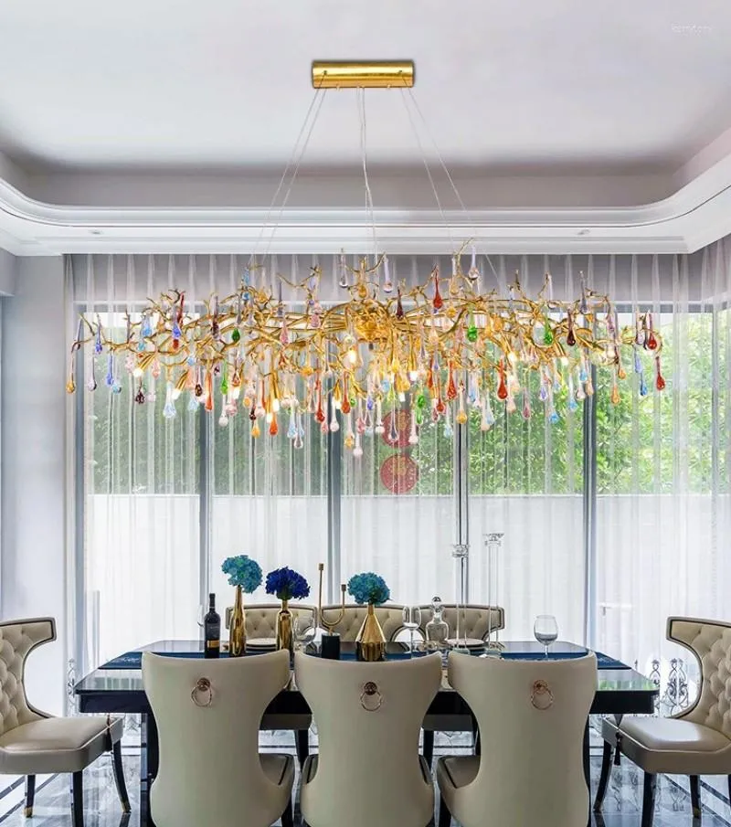 Lustres Villa lustre en cristal salon lampe branche d'arbre lumière postmoderne éclairage de luxe inclus abat-jour