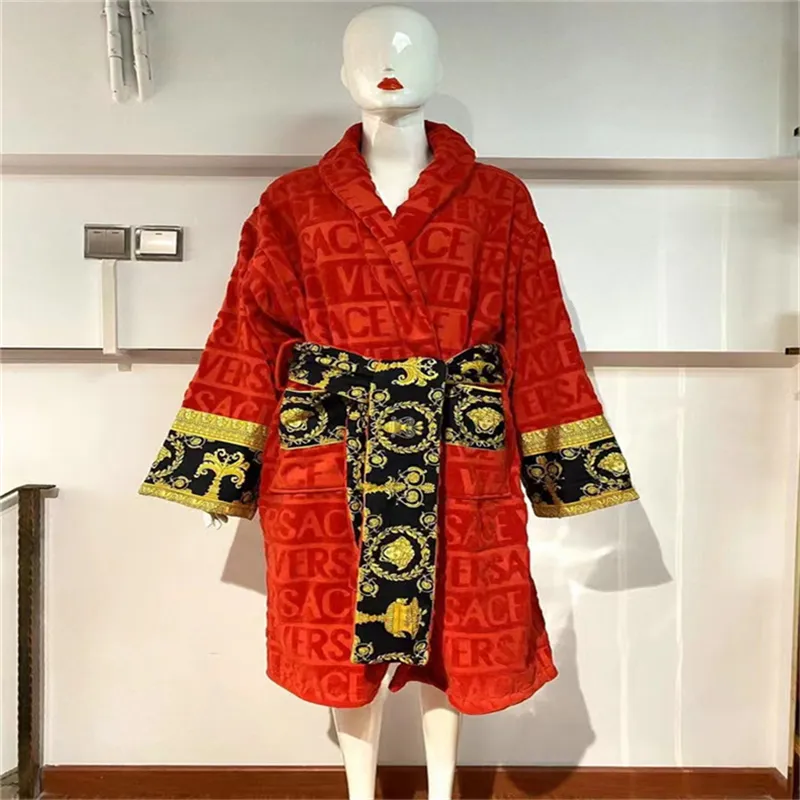 Men's Jacquard Sleepwear Gown Vintage Robe with Waist Belt Womens Mens Winter Bath Robes Thick Dressing Gowns 8 colors553