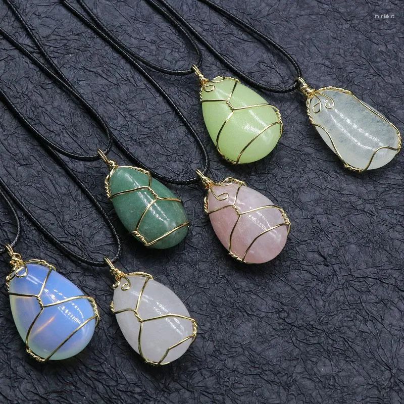 Handmade Healing Crystal Rock Stone Waterdrop Turquoise Pendant