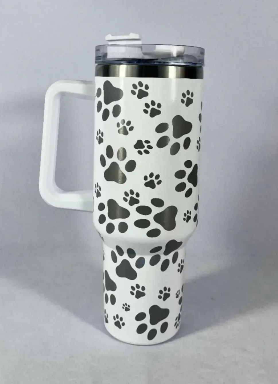 40oz Cat Dog Claw Paw Tumbler with Handle Lid Straw Stainless Steel Big Capacity Beer Mug Laser Printing Water Bottle Vacuum Insulated Outdoor Camping Cup E0423