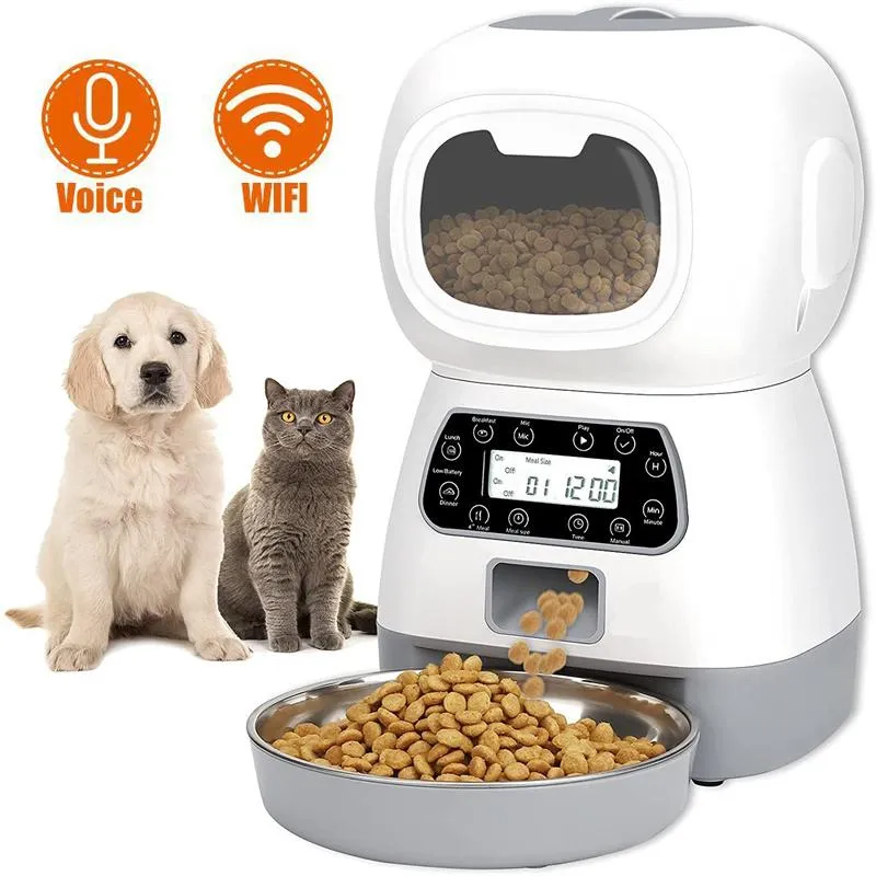 Smart Wifi Pet Feeder With 3.5L Capacity, APP Control, Timer, Voice