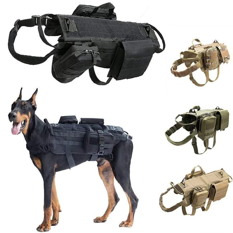 Set Tactical Service Dog Vest Outdoor Military Dog Clothes K9 Polis Harness Training Hunt Molle Dog Vests With Pouches