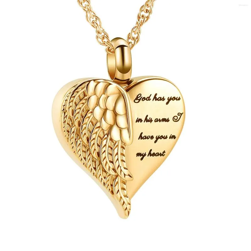 Pendant Necklaces Heart Cremation Jewelry For Ashes Customized Angel Wing Urn Necklace Keepsake Memorial Holder Charm