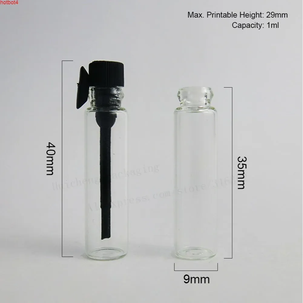 500 xミニオールマッチガラス香水小さなサンプルバイアルボトル1ml空の実験室液香料テストチューブトライアルボトルグッズ