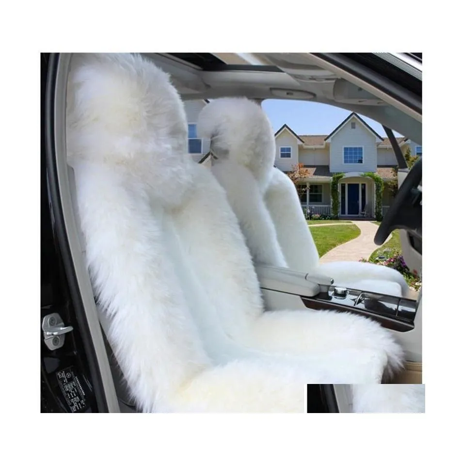 Car Seat Covers Fit Accessories Interior Ers For Sedan Suv Warmer Wool One Piece Front Thick Quality Fur Cushion Mats Women Pink Sin Dhf92