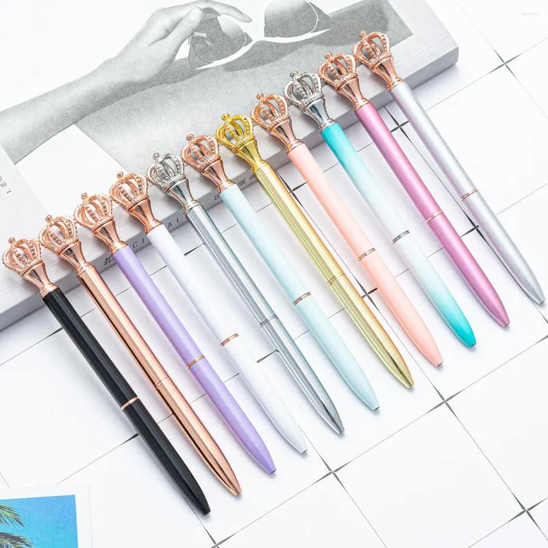 Pcs/lot Creative Crown Metal Ballpoint Pen Cute Rotary Ball Pens Business Office School Writing Supplies