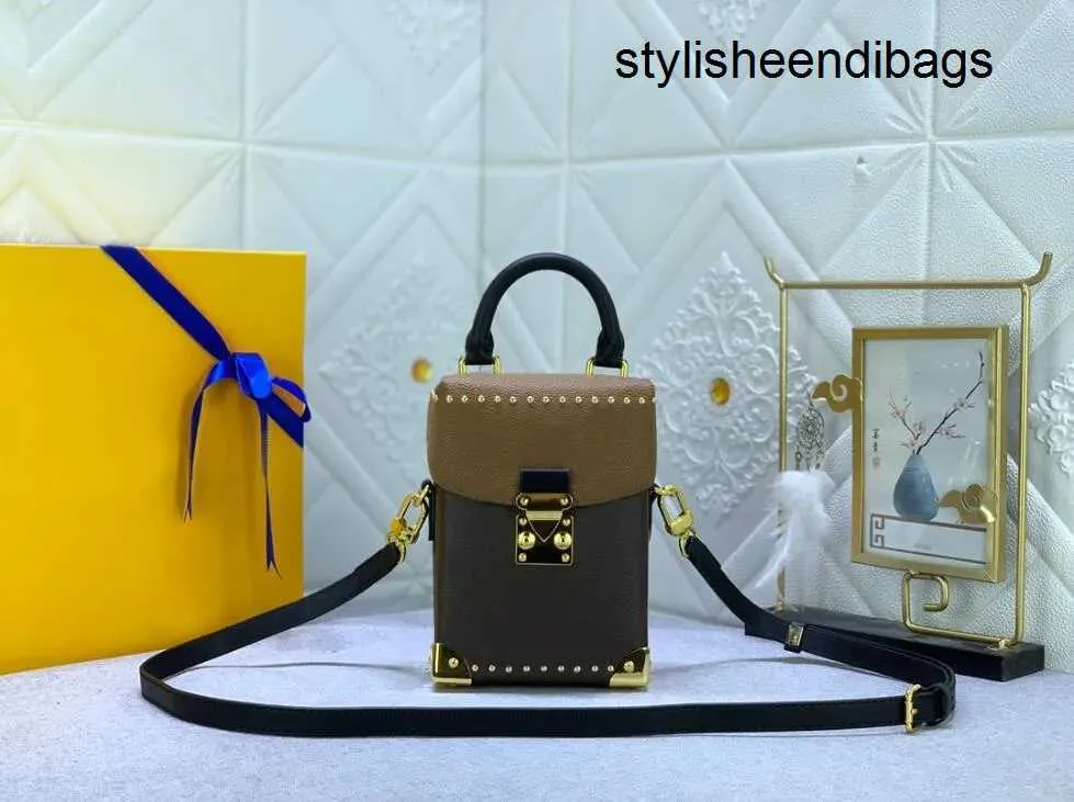 StylisheEndibagsデザイナーバッグデラックスブランドゴールドメタルアングルミニクロスボディバッグスモールトートメンズ女性携帯電話財布キーヘッドフォンストレージトランクバッグM82456