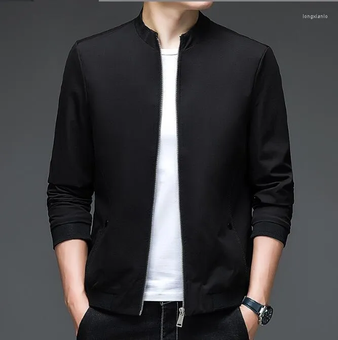 Men's Jackets Jacket Middle-aged Men's Spring And Autumn Seasons Thin Business Mock Neck Light Luxury Clothing High End Ca