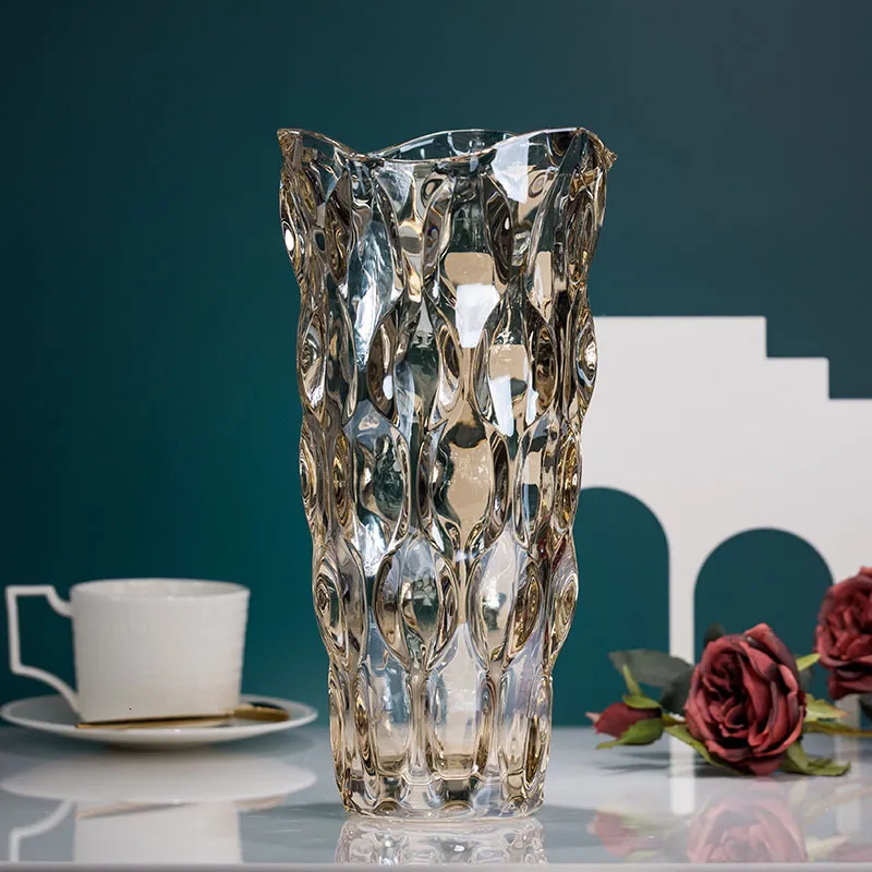 Dekorativa föremål Figurer American Living Room Model El Handgjorda Ryukuang Crystal Glass Vase Flower Arrangement Dekorativa redskap och ornament 230508