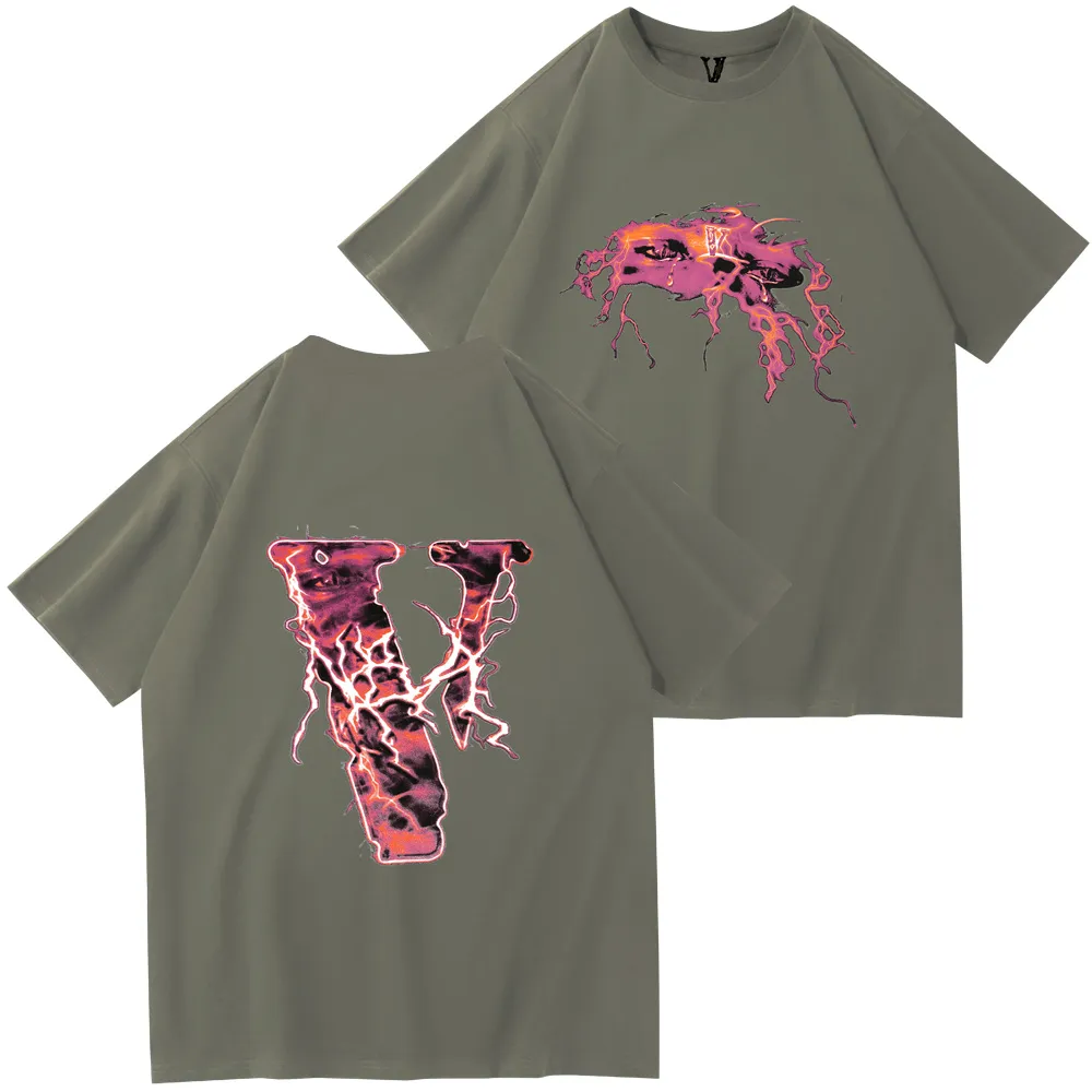T shirt a maniche corte VLone T shirt a mezza manica allentata da uomo di marca di moda estiva da uomo New Hong Kong Style T shirt in cotone americano