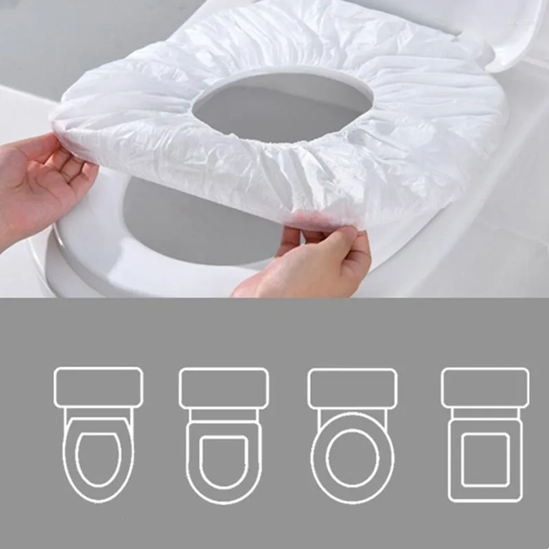 Toalettstol täcker miljövänlig engångsbi - Biologiskt nedbrytbara och komposterbara resmattor för camping -badrum