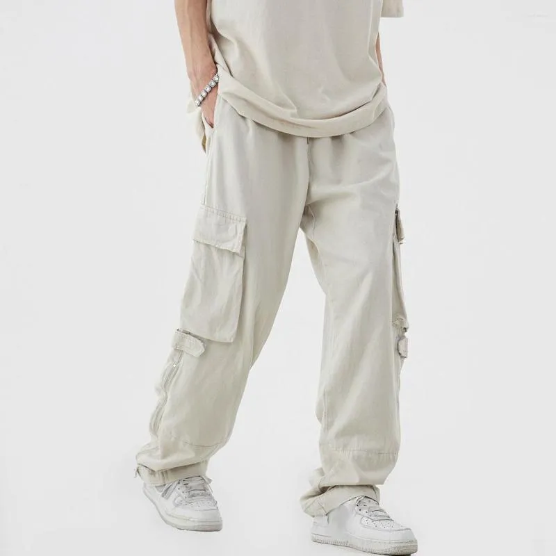 Men's Pants GODLIKEU Mens White Cargo Male Street Vintage Casual Loose Trousers