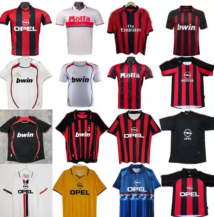 Retro-Trikots nach Hause FUSSBALLTRIKOTS Gullit Maldini Van Basten Fußball KAKA Inzaghi Mailand PIRLO SHEVCHENKO BAGGIO Mailand 88 89 91 92 93 94 95 96 97 98 99 00 1995 1999 2000