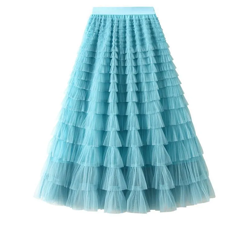 Sukienki swobodne warstwy spódnicy z ciasta gazy pół spódnicy żeńska sprężyna i jesień 2023 plisowana sukienka