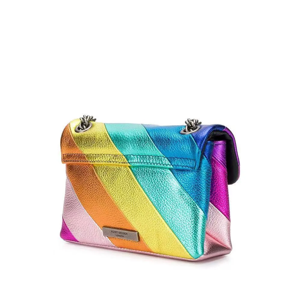 leather purse Kurt Geiger handbag stripes rainbow bag Luxury london lou lou Designer Women Man Mini Shoulder bag metal sign pochette clutch tote crossbody chain Bags