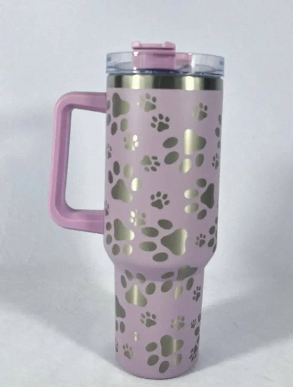 40oz Cat Dog Claw Paw Tumbler with Handle Lid Straw Stainless Steel Big Capacity Beer Mug Laser Printing Water Bottle Vacuum Insulated Outdoor Camping Cup E0423