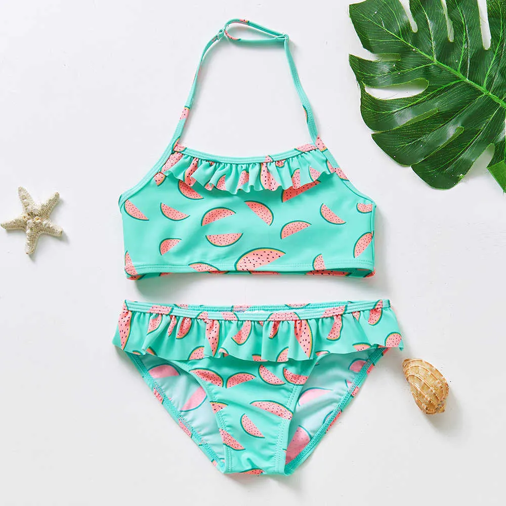 Children's Swimwear Swimsuit Girls Kids Swimwear 2-14y Child Girls Bikini Set Geplooide Kinderen Hoge kwaliteit Kinderen Beachwear-ST260 P230509