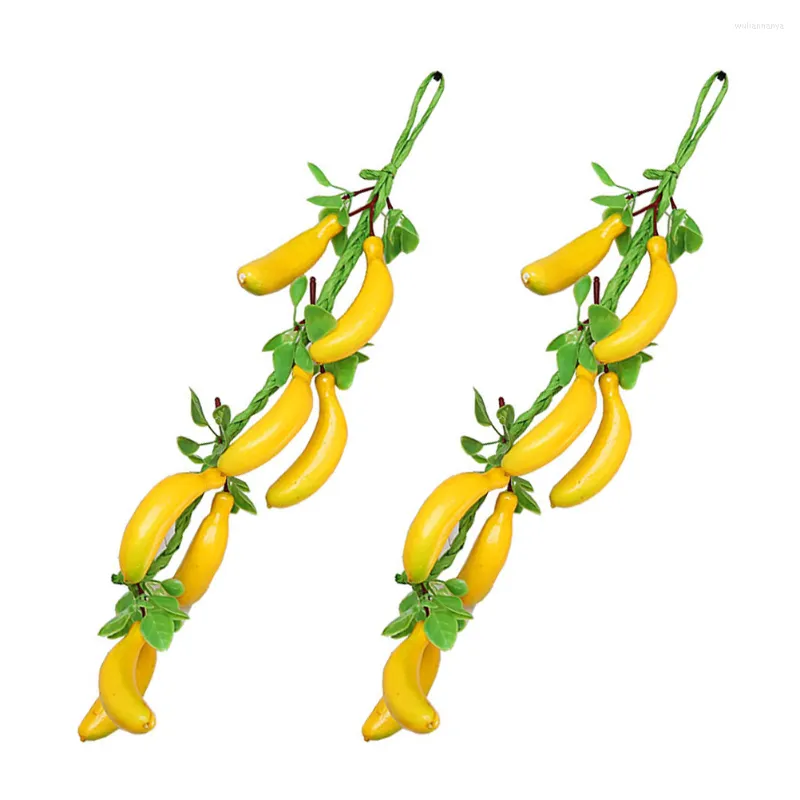 Party Decoration 2 Pcs Simulated Banana Hanging Skewers Artificial House Ornaments Front Door Garland Po Fruit Decorations Wall Props