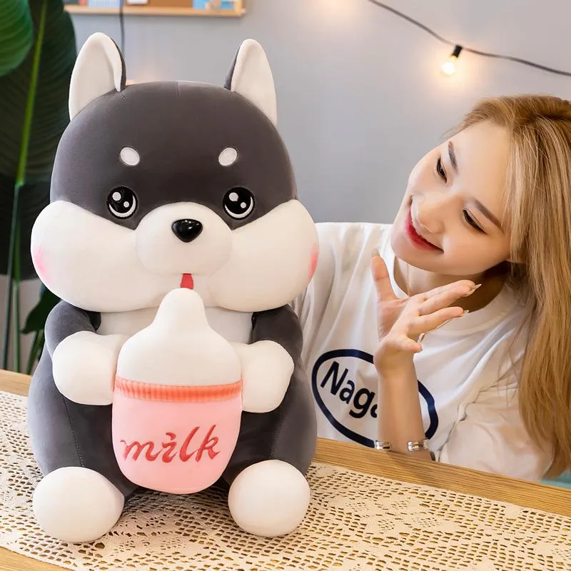 Toys Cute Baby Bottle Husky Doll Pillow Plush Toy Cats Dog Girlfriend Gift Child Sleeping Goods Plush Intimate Toys Animals Products