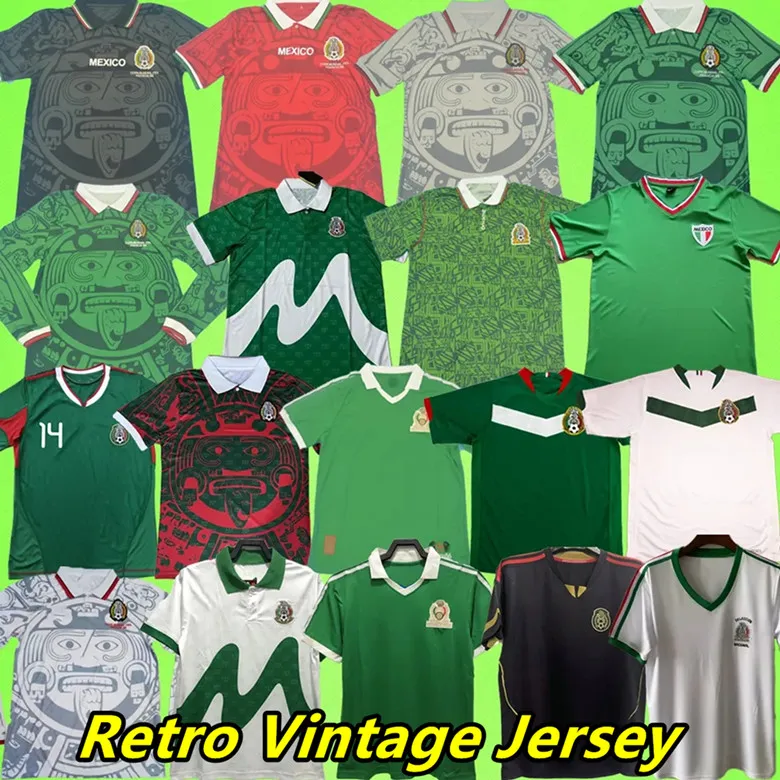 Mexico Retro Soccer Jerseys 1970 1983 1994 1995 1996 1997 1998 2006 2010 2011 2012 2012 Långärmning Vintage Football Shirt T målvakt Uniform Football Shirt 70 10 11 12