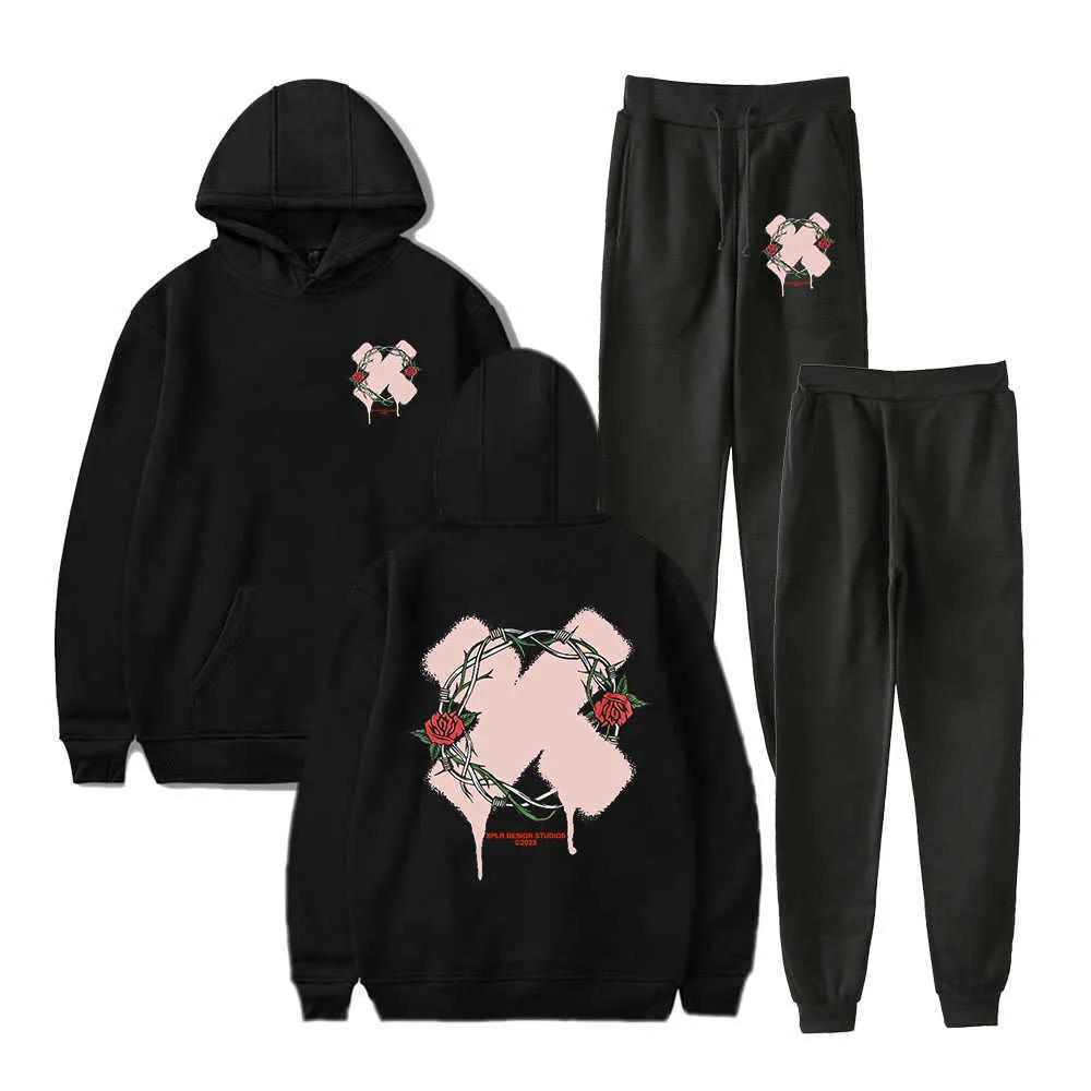 Herrtröjor tröjor XPLR Sam och Colby Merch Thorn Hoodie Jogger Pants Two Piece Set Sweatshirts+Sweatpants 2023 New Men Women's Suits J230509