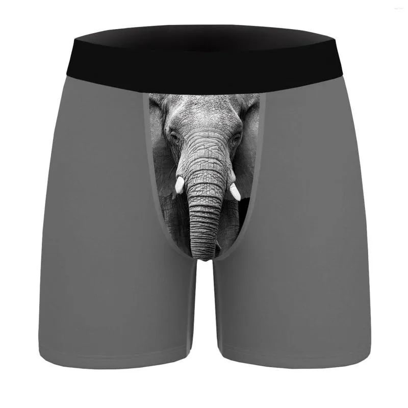 Calzoncillos bóxer de nariz de elefante, ropa interior masculina, patrón de dibujos animados novedosos, bragas suaves, pantalones cortos, regalo impreso Digital para novio 2023