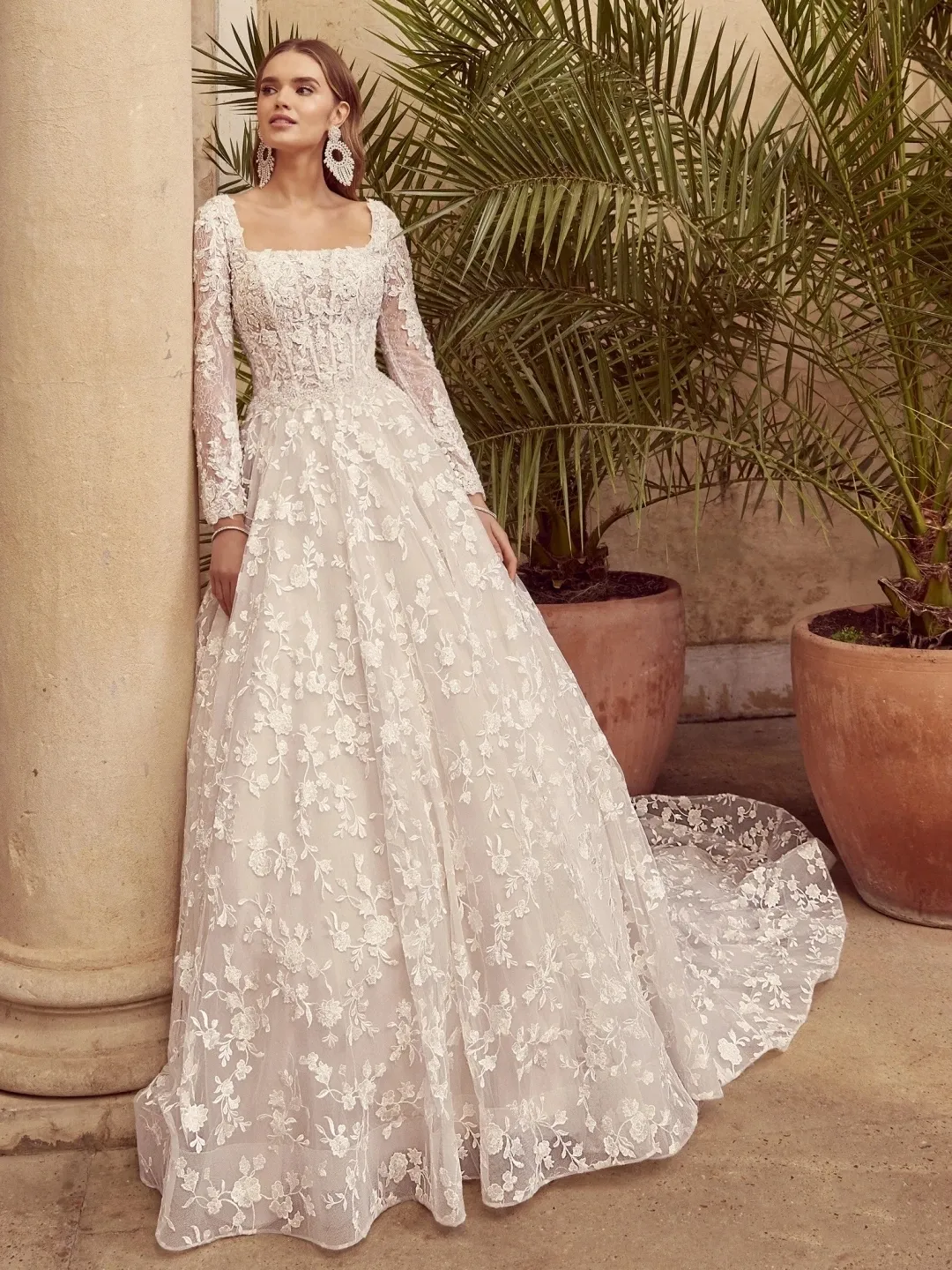 Embellished lace wedding clearance dress
