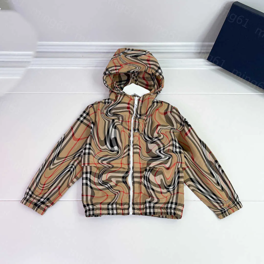 23SS Kids Designer Clother Kids Jacket Coats Boys Girls Lattice Long Sleeve Sheided Shipper Treasable Coat Coat Big Kids High