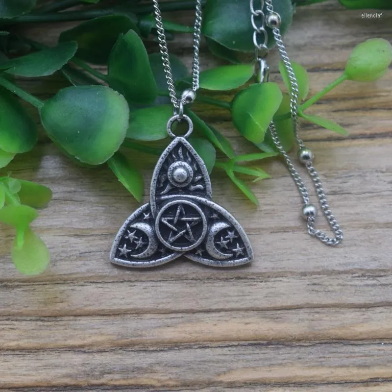 Kains drievoudige maan en zonnegodin Wicca Pentagram Magic Amulet ketting hekserij heidense sieraden