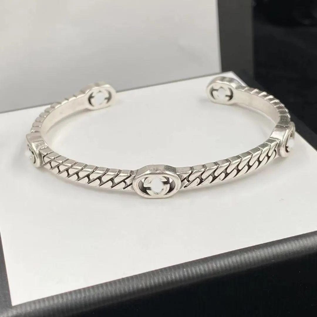 Luxury Diamond Letter G Silver Charm Bracelet Vintage Designer Women's ...