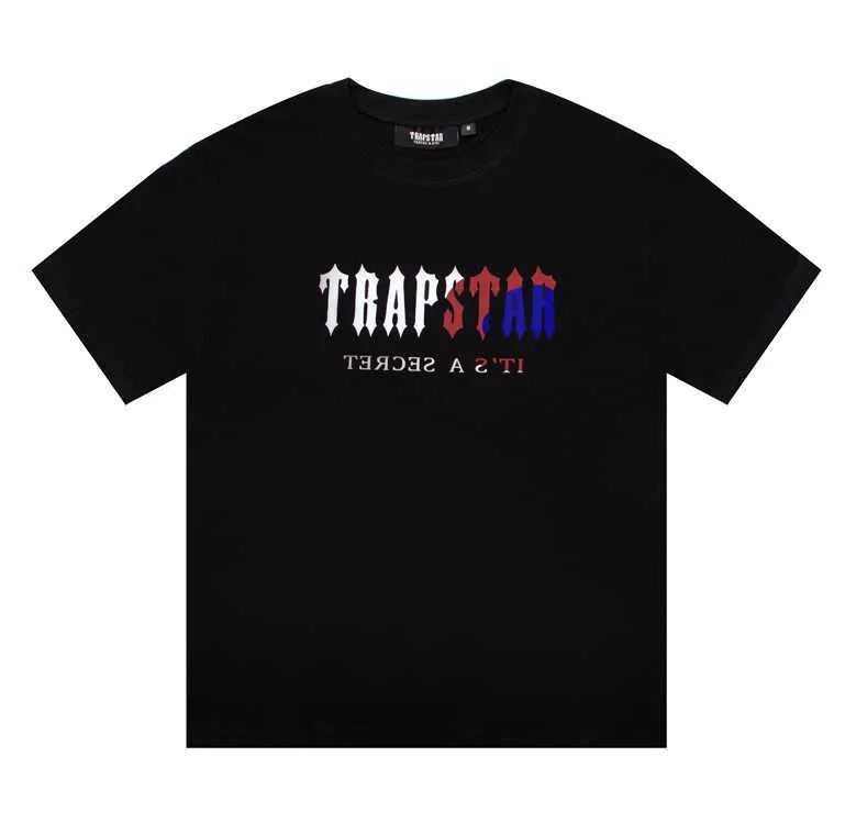 Designer Fashion Clothing T-shirt Tees Trapstar gradiëntbrief afdrukken met korte mouwen High Street Trend Brand Summer Loose Casual Unisex Pure Cotton T-shirt te koop